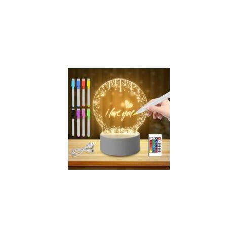 LED-Nachtlicht aus Acryl, kreative LED-Lampe zum Selbermachen mit Fernbedienung und abwischbarem Stift, personalisiertes Baby-Nachtlicht, LED-Bettlampe für Kinder, Geschenk für Kindergeburtstage, [Cla (1/4)