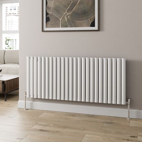 600x1440mm Designer Radiator Horizontal White Oval Tube Column Rads Single Panel (1/5)