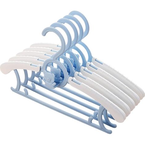 MINKUROW Rutschfeste Baby-Kleiderbügel, 10 Stück Baby-Kleiderbügel, Kunststoff-Kinderbügel, Baby-Kleiderbügel, verstellbare Kinder-Kunststoff-Kleiderbügel für Platzersparnis (Blau) (1/4)
