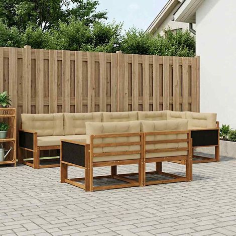 vidaXL Outdoor-Sofagarnitur mit Kissen 7 pcs Natur und Beige (1/5)