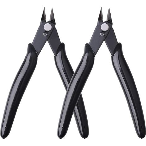 Pince coupante diagonale Yuanzi, lot de 2, pince coupante diagonale de précision, adaptée pour couper les câbles, les bijoux, etc. (noire) (1/5)