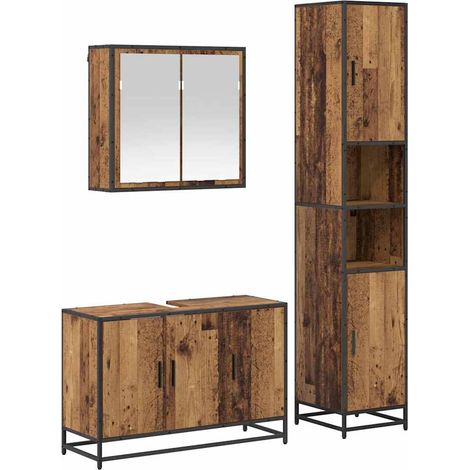 Maison Exclusive - Badezimmermöbel-Set mit Regal 3 pcs Altholz Ho