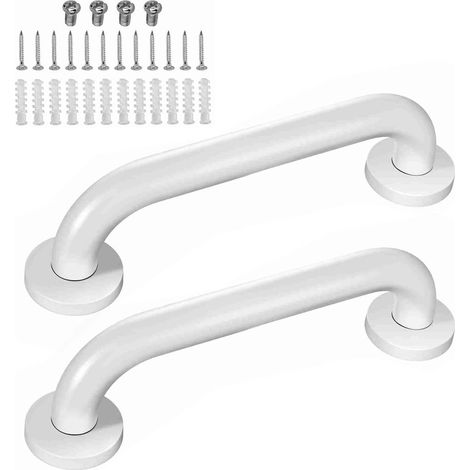 Barre d'appui de douche, métal, blanc (1/5)