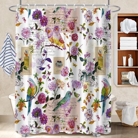 Rideau de douche tissu polyester 180x180 À œillets renforcés rideau imperméable pour personne à mobilité réduite (1/5)