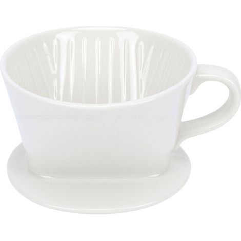 Cafetière à filtre en céramique à 3 trous en forme de V, pour une tasse, idéale pour la maison, les restaurants et les cafés (blanche, pour 1 à 2 personnes). (1/5)