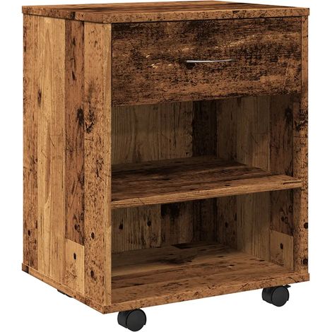 Armoire à roulettes vintage multifonctionnelle salon cuisine 46 x 36 x 59 cm en bois d'ingénierie vieux bois (1/5)