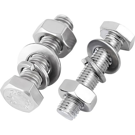 Vis à Tête Hexagonale M5x20 en Acier Inoxydable 304, Lot de 60 Pièces avec Écrous Rondelles et Rondelles Grower, Vis Hexagonales DIN 933 à Filetage Total pour Meubles Machines et Bricolage (1/5)