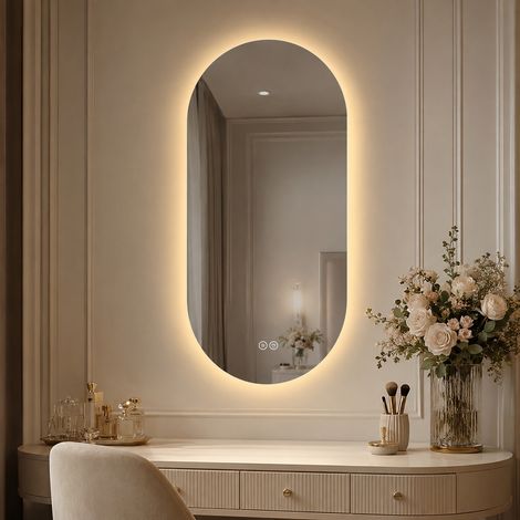 Miroir mural intelligent LED 60x120cm, écran tactile antibuée, miroir de salle de bain et salon de coiffure