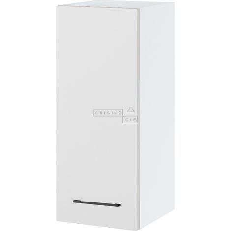 Meuble haut de cuisine Lovia Blanc Mat 1 porte L 30 cm - Porte avec poignée apparente White (1/2)