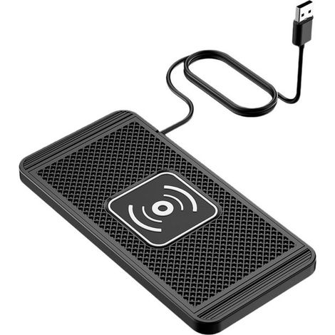 Longziming - Chargeur sans fil pour voiture - Chargement sans fil - Vitesse de charge réglable 5/7,5/10 W - Pour tableau de bord ou console centrale - Noir - 1 pièce (1/5)