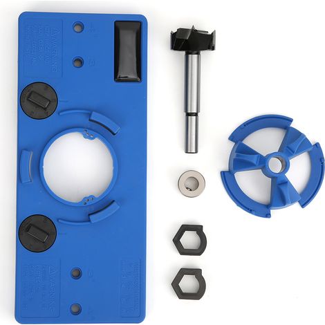 Gabarit de perçage pour charnières, bleu, guide professionnel en plastique, installation porte de meuble, 35mm. (1/5)