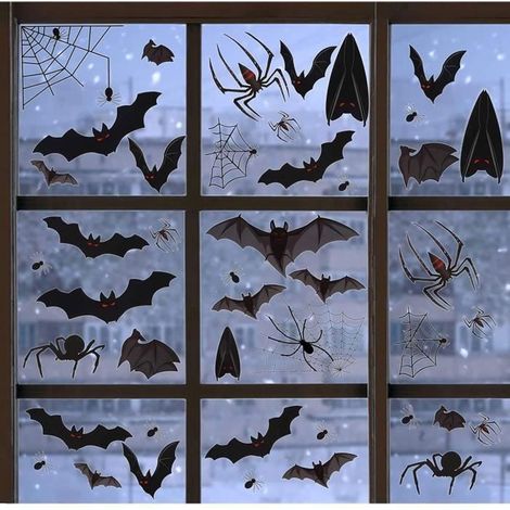 Deco Halloween Autocollant de Décoration de Fenêtre Halloween Stickers de Décoratifs Halloween Effrayant Chauve-Souris noi STICKERS (1/3)