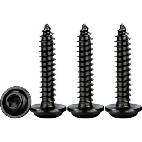 Vis à Tôle Autoperceuses M5x18mm,50 Pièces Vis Autoforeuse Torx avec Rondelle Acier Inoxydable A2 V2A Noir Vis Bois à Tête Bombée Plate Dureté élevée,Entièrement Fileté (1/5)