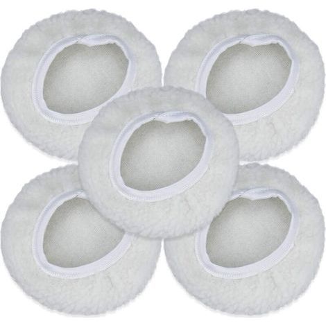 Lot de 5 Bonnet de Polissage, 125-150mm Kit Auto Disque Polissage Bonnet en Laine Tampons de Cirage pour la Plupart des Polisseurs de Voiture (1/5)