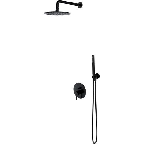 OMNIRES Y - Set doccia con miscelatore da incasso, con corpo incasso, diametro 25 cm, nero SYSY18BL
