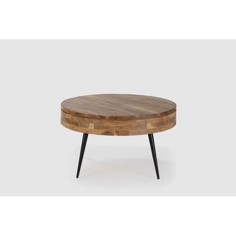 Mesa de centro redonda modelo Erika acabado madera de acacia, 50cm(alto) 90cm(ancho) 90cm(fondo). (1/5)