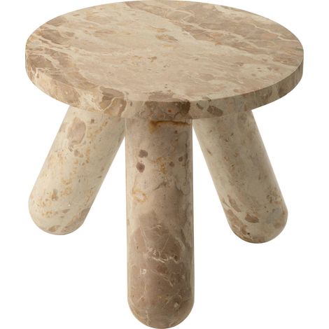 Table d'appoint ronde en marbre beige design élégant - Beige marbré nuances naturelles (1/4)