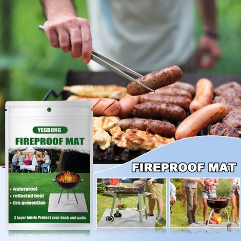 Isolierte Outdoor-Grillmatte, Rasenfeuerstellenmatte, Terrassenmatte, silberne rechteckige robuste Isoliermatte -- silbernes Rechteck 80100cm, verpackt. -- DTEKGAZ (1/5)