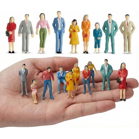 Conjunto de 40 figuritas en miniatura, figuras de trenes en miniatura, personajes en miniatura (escala 1:50) (1/5)