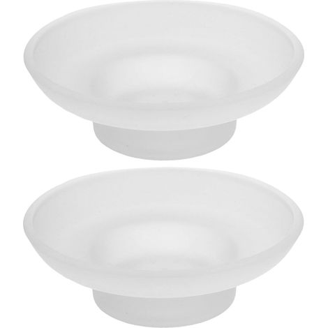 Lot de 2 porte-savons ronds en verre dépoli avec (1/5)