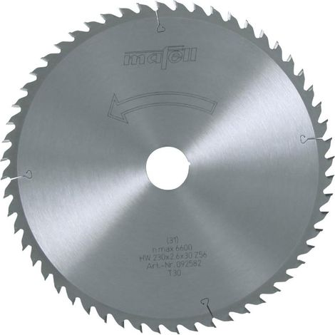 mafell Lame de scie carbure HM 230 x 2,6 x 30 mm Z 56 WZ pour panneaux de fibres tendres et coupes transversales (KSP 85 Fc) - 092582 (1/2)