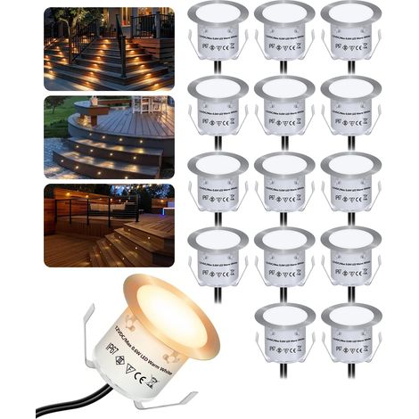 Spot Encastrable Exterieur 16Pcs, IP67 Mini Spot Led Ø32MM Blanc Chaud Eclairage Escalier Exterieur, étanche LED Encastrable pour Terrasse Jardin Chemin Pelouse Piscine (1/5)