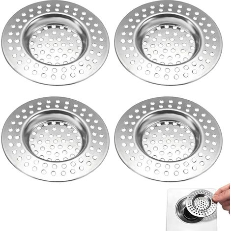 4-teiliges Edelstahl-Abflussfilterset, Spülbecken- und Duschablauffilter, Edelstahl-Haarfilter für Spülbecken, Abflussfilter
