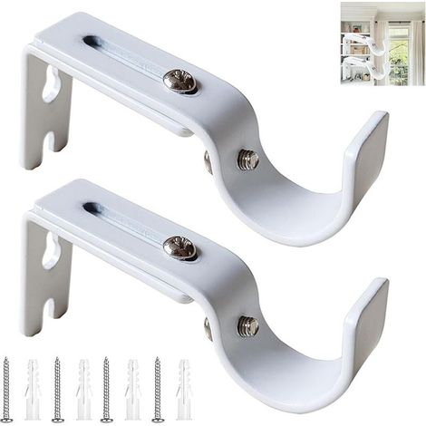 Support Tringle À Rideaux, 2 Pièces Supports Pour Tringles À Rideaux Réglables En Métal, Fixation Tringle Rideau Pour Maison Et Bureau, Attache Tringle Rideau Ajustable (1/5)