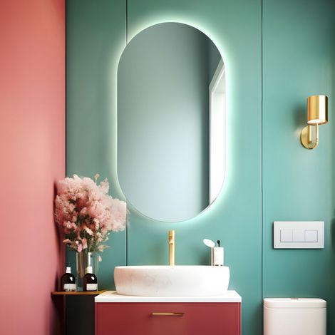 Specchio Bagno Ovale Led Olivia 50X90 cm Retroilluminato Made in Italy (1/5)