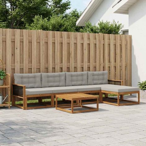 vidaXL Outdoor-Sofagarnitur mit Kissen 6 pcs Natur und Hellgrau (1/5)