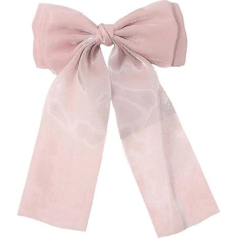 Pince à cheveux décorative avec nœud papillon et ruban pour femme, design antidérapant, pince à cheveux pour fille, maintien ferme à l'arrière de la tête-Pink (1/5)