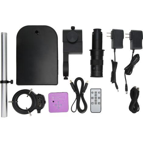 Kit Caméra Microscope Industriel 51MP 2K Objectif C-Mount 180X LED 60FPS pour Réparation Téléphone AC100-240V Prise US (1/5)