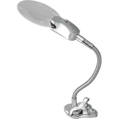 Loupe avec lampe intégrée, col de cygne flexible et réglable, à pince, pour la lecture (1/5)