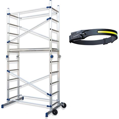 Gerüstleiter klappbar - Max. Arbeitshöhe 3.78m + Stirnlampe - FACPN-LAMPE