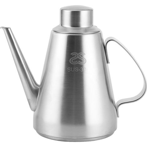 Bidon d'huile de cuisine en acier inoxydable, 460 ml, récipient de rangement avec couvercle, pour ménage et cuisine.