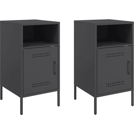 Maison Exclusive - Nachttische 2 Stk. Schwarz 36x39x68 cm Stahl