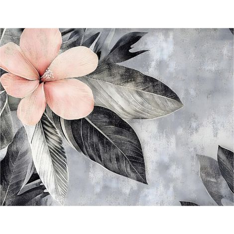 Papier peint à motif floral sur fond béton pour décorer les murs du salon – 150 x 105 cm Wallarena (1/4)