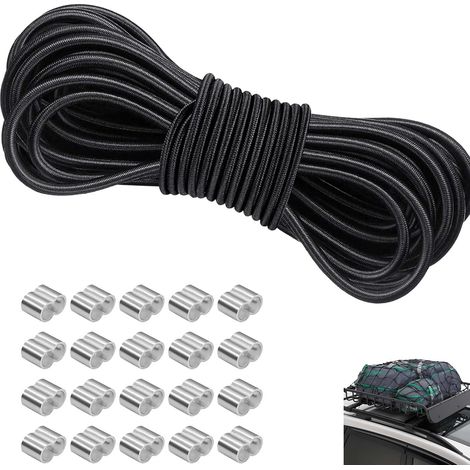 Corde en caoutchouc pour bâche de remorque, corde extensible pour remorque, cordon en caoutchouc rond, noir, corde en caoutchouc résistante aux intempéries pour une utilisation polyvalente, 6 mm x 10 (1/5)