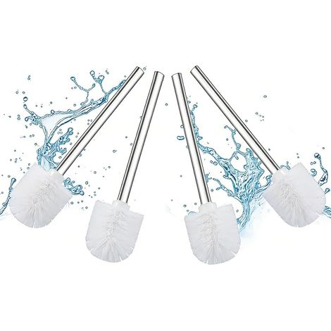 White Toilet Brush Ø 6.5 cm, Set of White Toilet Brushes with Stainless Steel Handle, Toilet Brush for Bathroom, Toilet Brush Set for Deep Cleaning (1/5)