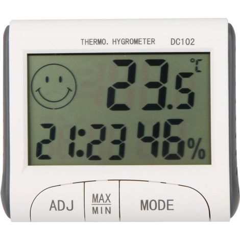 LCD Thermomètre à pièce Mini LCD Thermomètre intérieur numérique Hygromètre Température Monomètre Horloge Bureau Station météo avec support magnétique (1/5)