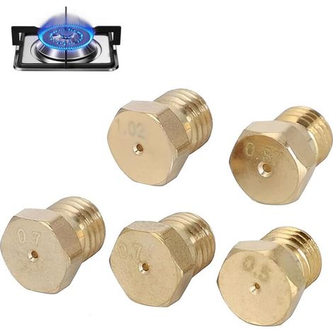 5-teiliges Sprinkler-Set, M6 x 0,75 Gewinde, Messing, Öffnungen 0,5–1,02 mm, für Kocher und Camping (1/5)