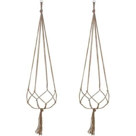 Lot de 2 Suspension Plante pour Pot de Fleurs Cache-Pots Suspension en Corde Suspension Plante Macramé Porte Décoration pour Interieur et Extérieur Suspendue Décoration Balcon Maison (122cm) (1/5)