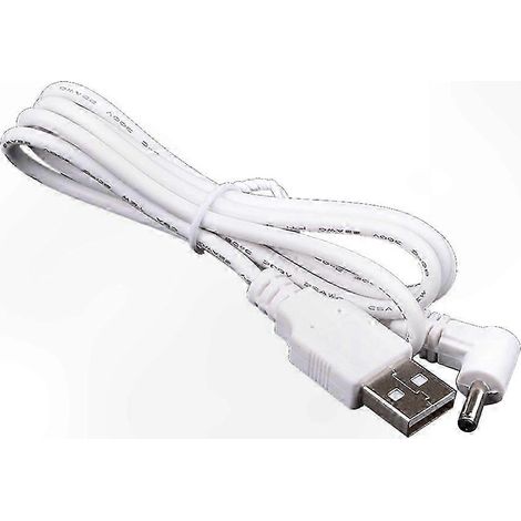 Câble adaptateur secteur CC avec connecteur USB, coude à 90 degrés, 5 V 1 m, pour charger des appareils, blanc. (1/5)
