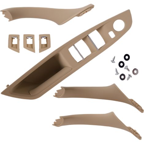 Set di maniglie interne per portiere anteriori e posteriori BMW Serie 5 F10 F11 09-17, 7 pezzi, colore beige (senza specchietti retrovisori ripiegabili elettricamente). (1/5)