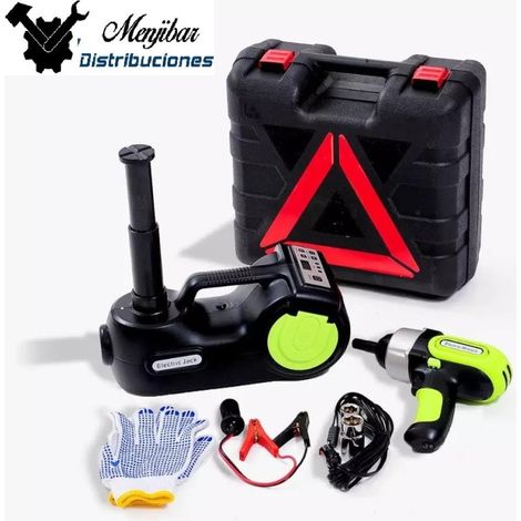 GATO HIDRÁULICO 4 EN 1 PARA COCHE CON BOMBA DE INFLADO, LLAVE DE IMPACTO ELÉCTRICA Y CARGADORA LED (1/5)