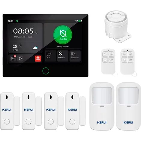 Système d'alarme anti-intrusion, écran tactile de 7 pouces, compatibilité avec la maison intelligente, KIT 6, Prise EU (1/2)