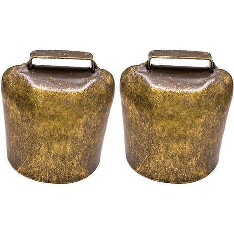 Lot de 2 clochettes épaisses à suspendre, clochettes de berger, accessoires de ferme pour animaux de compagnie (moutons, chevaux, vaches) (bronze, grand modèle 62 g)-6.34.83cm (1/4)