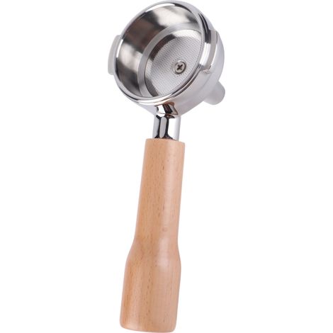 Porte-filtre 58 mm à extraction simple, manche en bois massif, acier inoxydable, style C1, couleur hêtre d'origine. (1/5)