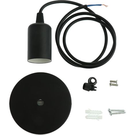 1 Pc Plafonnier / Support de lumière pour E27 Ampoule à vis noire (1/5)
