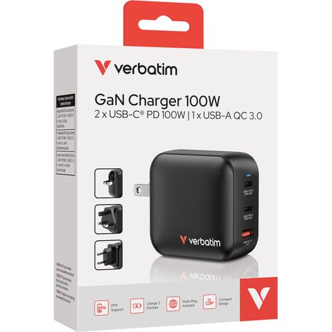 VERBATIM CHARGEUR GAN 100W 3 PORTS (1/5)